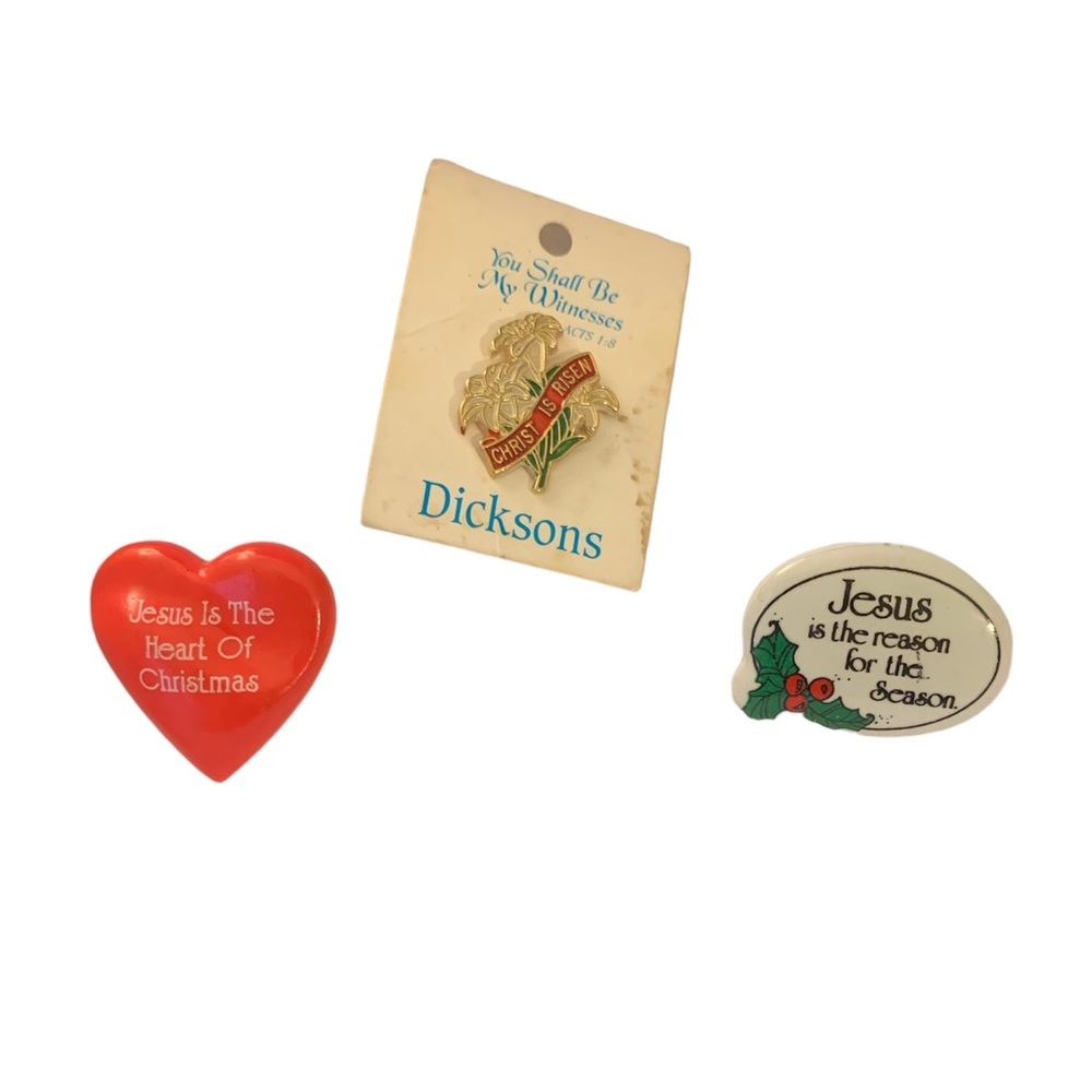 Lot Of 3 Religious Vintage Holiday Pins